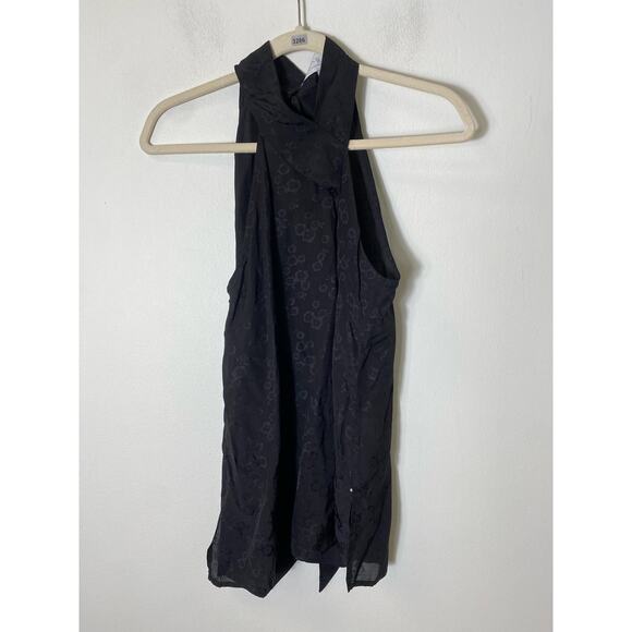 Pearl By Lela Rose Black Floral Print Halter Top Sz S - Picture 1 of 3